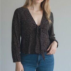 Abercrombie & Fitch Black Blouse with White Dots